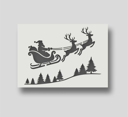Santa sleigh stencil for card - sleigh,