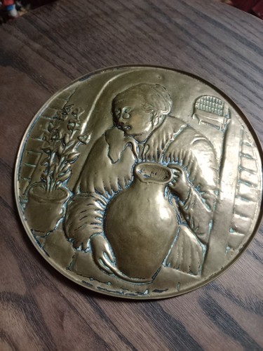Vintage embossed brass wall - embossed,