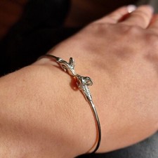 Silver Ram Head Bangle Bracelet Handmade in Greece  Ancient Symbol Cuff Jewelry