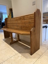 Vintage Pine Wood L-Shaped Corner Church Pew Seat Bench