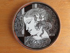 Hollohaza Porcelain Plate Art Nouveau Lady 18cm 21K Gold Rim Hungary