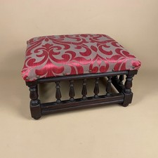 Antique Spindle Footstool Red