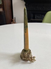 Vintage Bakelite + Brass Metal Obelisk Ring Holder Cherub Putti Decoration Base