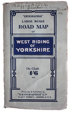GEOGRAPHIA Large Scale Road Map of West Riding of Yorkshire On Cloth