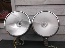 A Pair Of Large 10" Chrome Vintage Type Headlamps Working With Bulbs and Wiring