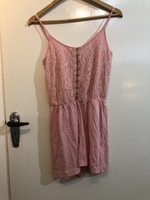 Topshop 8 Pink Lace Corset Style Playsuit 