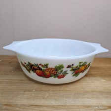 Vintage Pyrex Casserole Dish Baking Fruit & Pineapple Pattern Rare 70s Retro