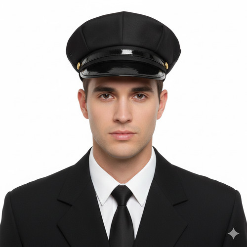Black chauffeur hat - black,