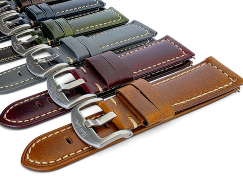 Padded leather watch strap - leather,