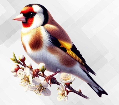 Floral goldfinch bird wall - floral,