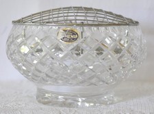 Bohemia Hand Cut Lead Crystal Glass Rose Bowl with Metal Top