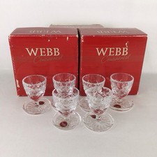 SET OF 6 WEBB CONTINENTAL HAND CUT LEAD CRYSTAL FOOTED SHOT GLASSES BOXED EB19JH