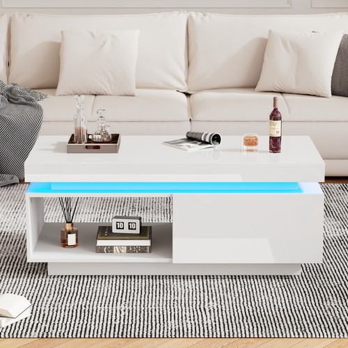 Led coffee table drawer - coffee,