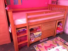 M&S Sleep Station Has Desk Chest Of Drawers Mini Tall-Boy Solid Pine 4 Piece Set