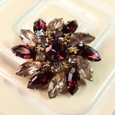 Vintage Purple Diamante Cluster Brooch Jewellery for Purple Themed Wedding