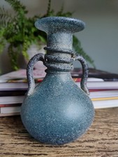 Vintage Lafiore? Spanish Roman Style Scavo Blue Art Glass Vase