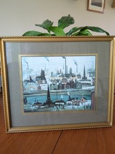 LS LOWRY FRAMED ARTWORK PICTURE POSTER PRINT - Industrial Mill Landscape 33x28cm