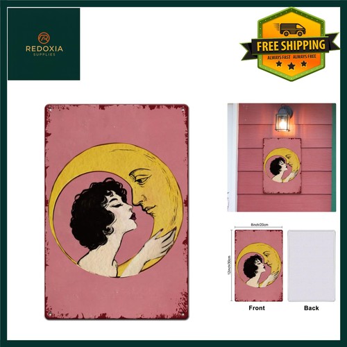 Vintage lady kissing - vintage, moon