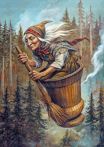 Baba yaga art print slavic - baba,