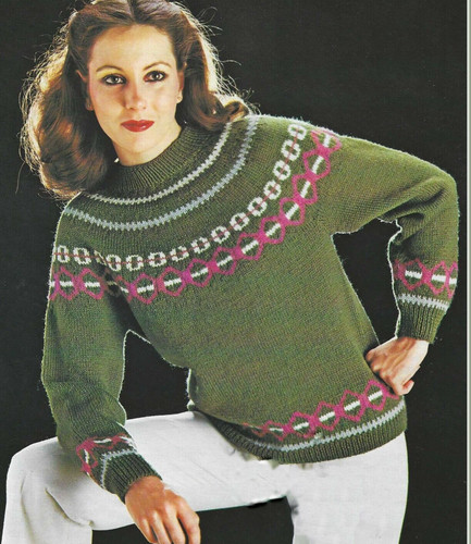 Ladies fair isle yoke sweater - ladies,