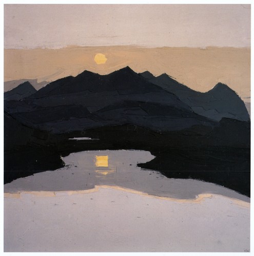 Sunset over llyn ffynhonnau - over,