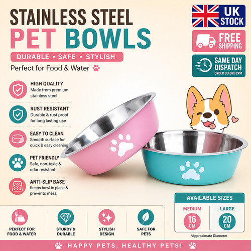 Stainless steel pet bowl - stainless,