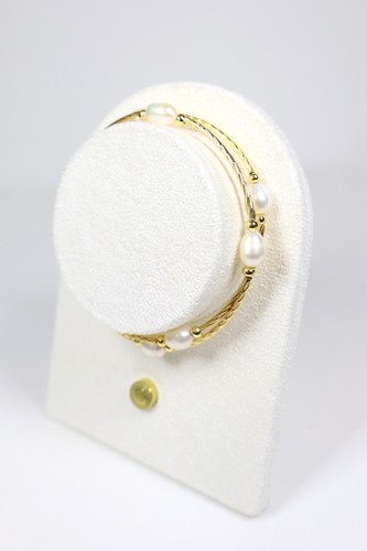 Gold white pearl bracelet - gold,