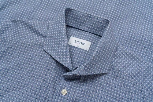 Men eton shirt - blue, cotton