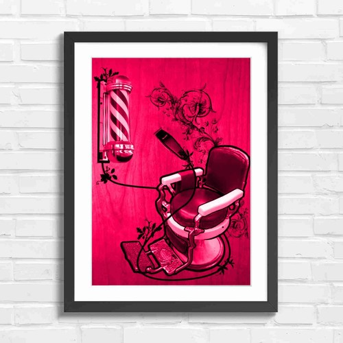 Retro barber chair and pole - barber,