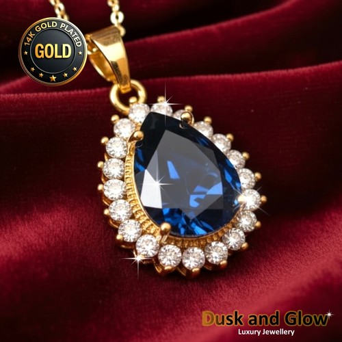 Blue stone necklace pendant - blue,