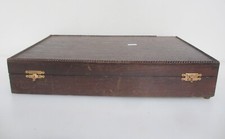 Antique Wooden Box Old Cutlery Holder Storage Wood Vintage Case Brass Latch 17"W