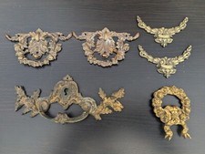Antique 19th Century French Ormolu Gilt Bronze Furniture Mount Appliques x6