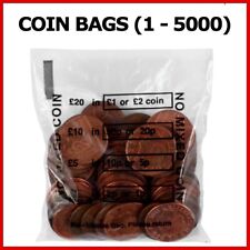 Plastic Coin Bags UK SELLER Reusable Money Bag No Mixed Bank Clear Cash Retail