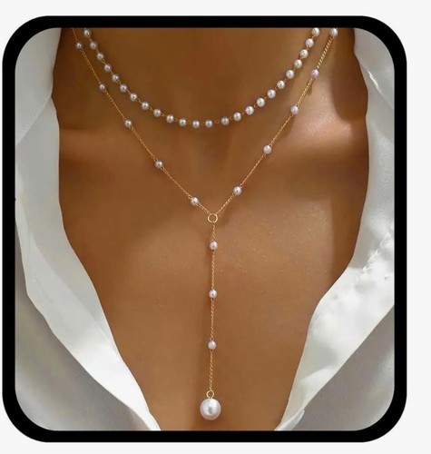 Pearl lariat choker - pearl,