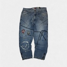 Vintage Marvel Comics Johnny Blaze baggy wide leg denim jeans blue W38 x L32