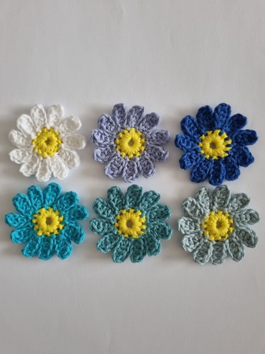Crochet blue cotton - blue, flower