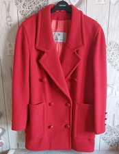Vintage Aquascutum Ladies UK 16 Red 100% Wool Long Sleeve Lined Mid Length Coat