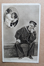OLD POSTCARD MAN WOMAN CHILDREN MILITARY SAILOR UNIFORM WAR WW1  DR 855