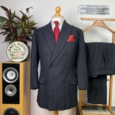 Anderson & Sheppard Savile Row 42S Chalk Pinstripe Bespoke Double Breasted Suit