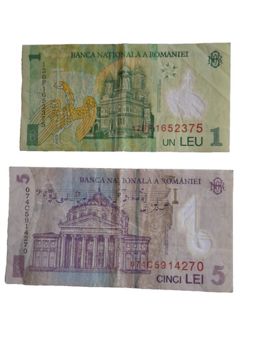 Romanian leu 5 lei polymer - romanian,