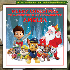 PAW PATROL CHRISTMAS CARD personalised with NAME and RELATIONSHIP