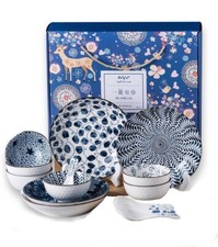 Japanese Chinese Ceramic Dinnerware Set Plates Bowls Tableware 16 pieces