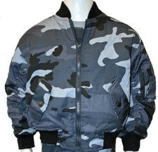 Camouflage MA1 Bomber Jacket Boys Childrens Camo Coat Green Blue Grey Pockets