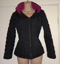 KANGOL Jacket (sz 8) black quilted with pink inner zip & hood ladies