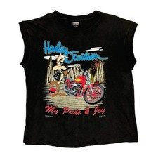 My Pride & Joy Harley Davidson Cartoon Vest - Large Black Cotton