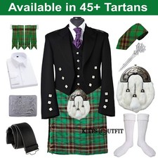 Men's 10 Pieces Prince Charlie Jacket kilt outfit Wedding Kilt set In 45+ Tartan
