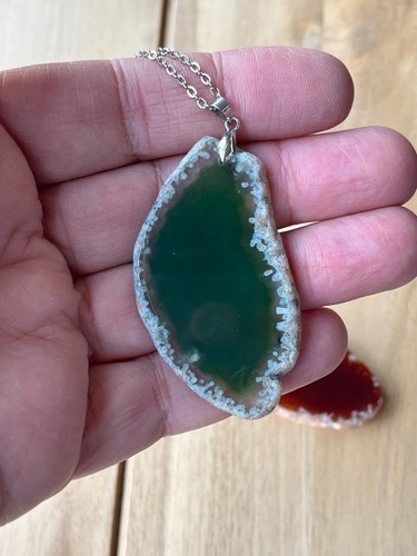 Large agate slice necklace - large,
