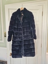 Black Chinchilla Fur Coat Long Maxi Or Midi Zip On Or Off. Clip Buttons Small 8