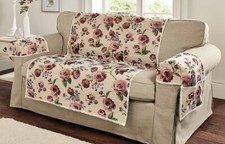 Roses Pattern Tapestry 2 Seater Sofa Cover & 2 arm caps with pockets