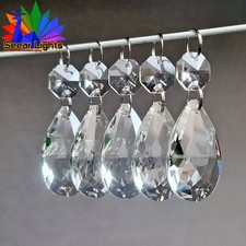 5 Chandelier Oval Drops Glass Crystals Beads Light Parts Antique Look Droplets